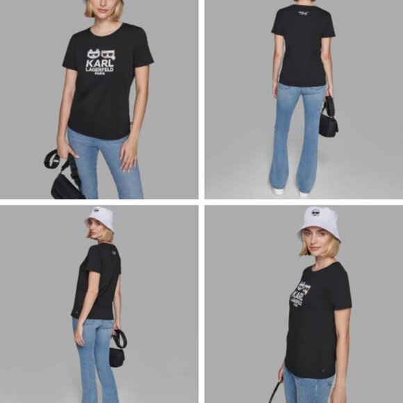NWT! NEW! Karl Lagerfeld Paris Hotfix Choupette Embellished Cat Women T-Shirt - Picture 14 of 15